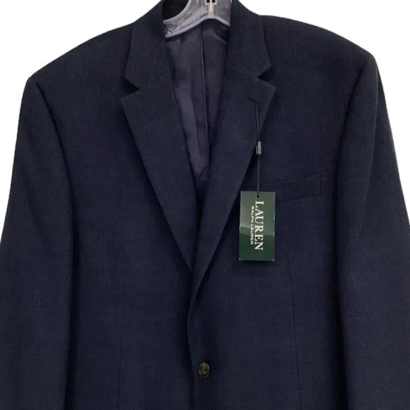 Nwt Lauren‎ Ralph Lauren Mens Blue Classic Two Button Sport Coat Size 46 Long - Picture 4 of 5